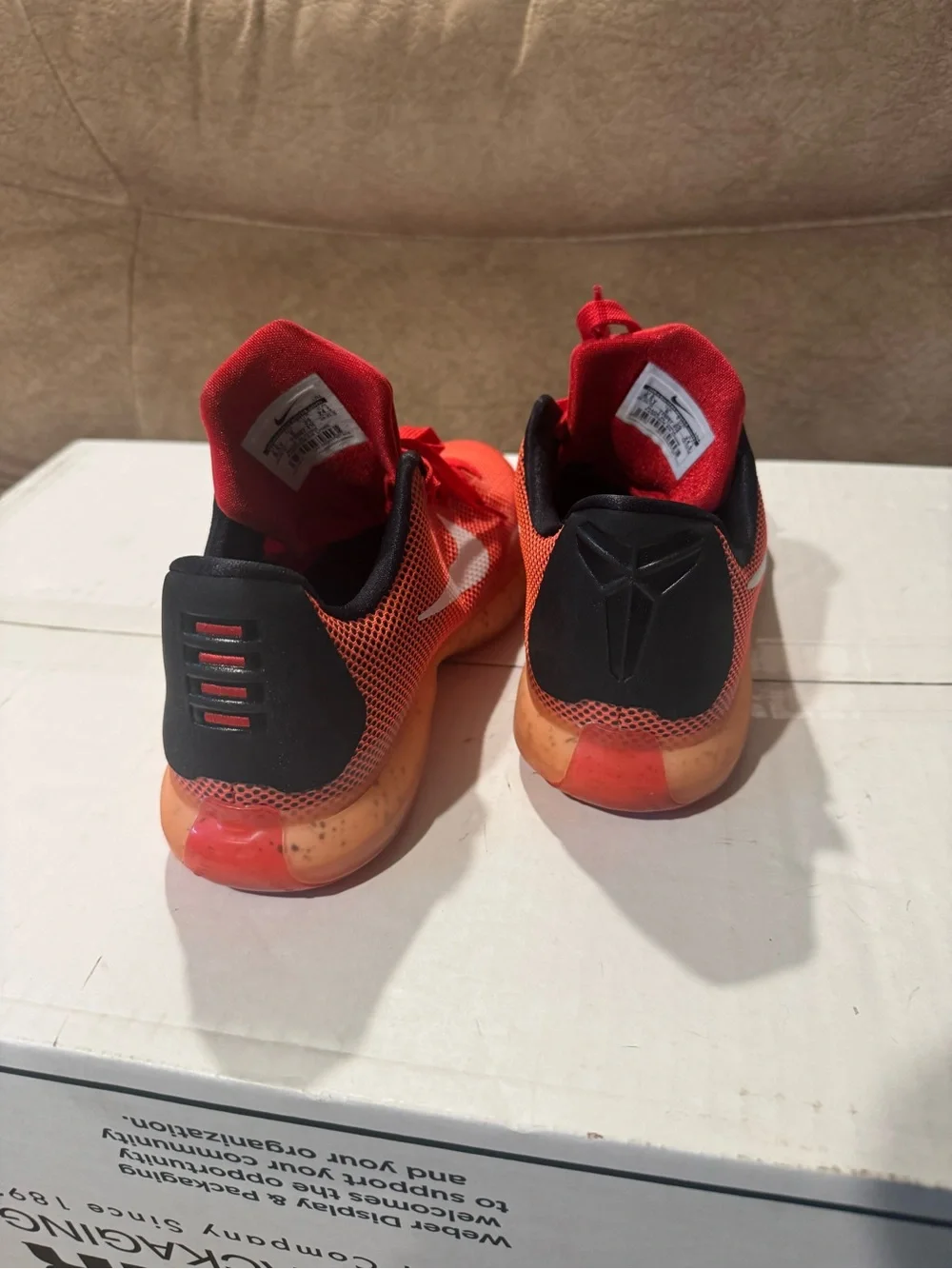 Kids Nike Kobe Bryant mamba Red Athletic Sneakers with White Swoosh